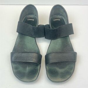 Camper Black Sandals Comfortable Hook-and-Loop Design US 11.5 Euro 42 Leather